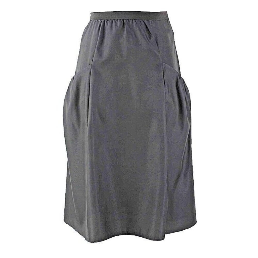 Wyeth Sz L Black Polyester Gathered Front Pockets Skirt